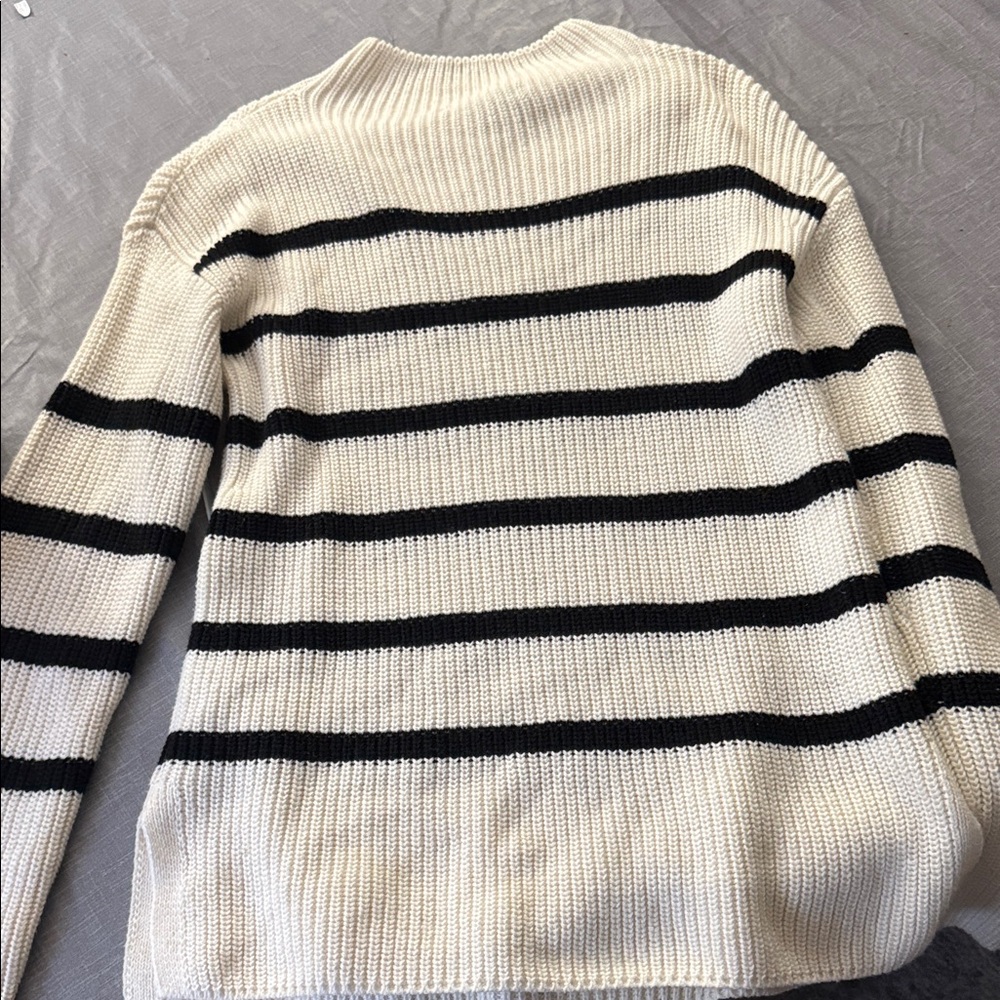 Banana Republic Cream and Black Striped Knit Sweater